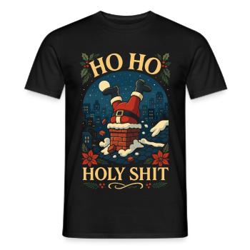 Ho Ho Holy Shit Lustiges Santa Weihnachts Shirt - Männer T-Shirt - Schwarz - Vorne - AI Model Male 178 light (178cm)