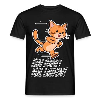 Cute cat goes jogging, then I'm running! - Men's T-Shirt - black - Front - AI Model Male 178 light (178cm)
