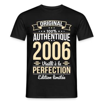 2006 – Aged to Perfection – Limitierte Ausgabe - Männer T-Shirt - Schwarz - Vorne - AI Model Male 178 light (178cm)