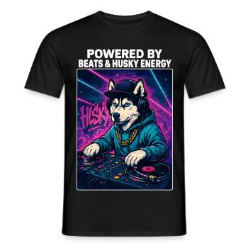 Husky DJ – Streetwear urbain avec Beats Energy - T-shirt homme - noir - Devant - AI Model Male 178 light (178cm)