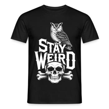 Stay Weird Owl Skull - Men's T-Shirt - black - Front - AI Model Male 178 light (178cm)