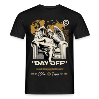Day Off Angel on Throne - Men's T-Shirt - black - Front - AI Model Male 178 light (178cm)