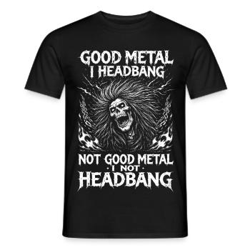 Funny Metal Saying Headbanging Festival Merch - Men's T-Shirt - black - Front - AI Model Male 178 light (178cm)