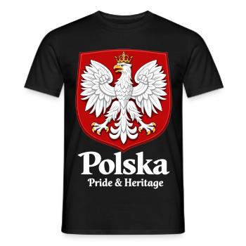 Polska Pride & Heritage – Polen Wappen T-Shirt - Männer T-Shirt - Schwarz - Vorne - AI Model Male 178 light (178cm)