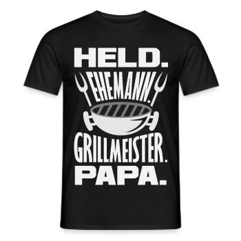 Held Ehemann Papa Lustiger Vater Grillen Bbq - Männer T-Shirt - Schwarz - Vorne - AI Model Male 178 light (178cm)