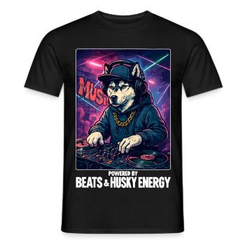 DJ Husky : Propulsé par Beats & Husky Energy - T-shirt homme - noir - Devant - AI Model Male 178 light (178cm)