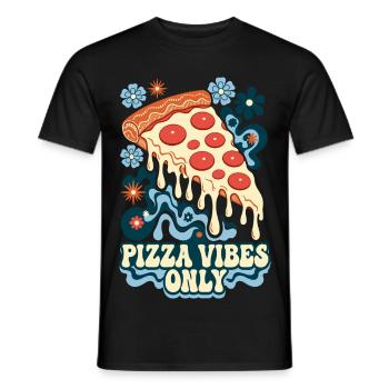 Pizza Vibes Only Retro Pizza - Men's T-Shirt - black - Front - AI Model Male 178 light (178cm)