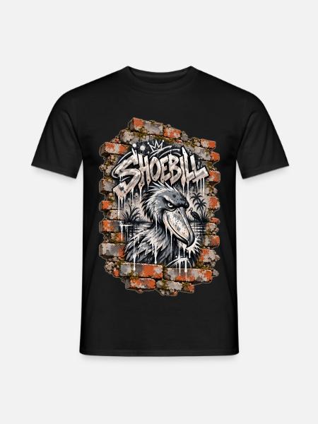 Shoebill – Graffiti-Wand - Männer T-Shirt - Schwarz
