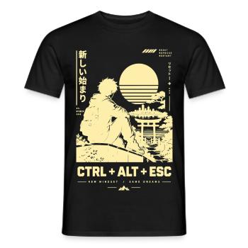 Sonnenuntergangssilhouette CTRL ALT ESC - Männer T-Shirt - Schwarz - Vorne - AI Model Male 178 light (178cm)