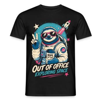 Faultier-Astronaut – Out of Office Exploring Space - Männer T-Shirt - Schwarz - Vorne - AI Model Male 178 light (178cm)