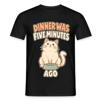 Hungrige Katze vor dem leeren Napf - Männer T-Shirt - Schwarz - Vorne - AI Model Male 178 light (178cm)