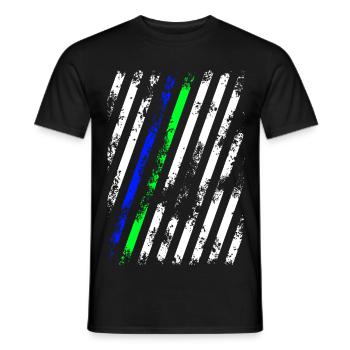 Stripes Weiß Blau Grün - Männer T-Shirt - Schwarz - Vorne - AI Model Male 178 light (178cm)
