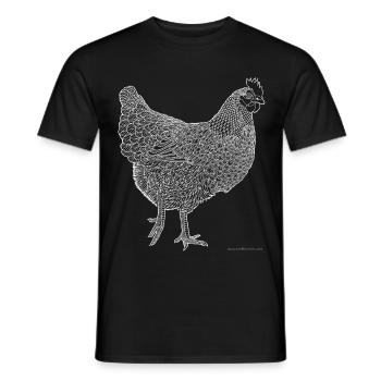 Chicken - white line - Men's T-Shirt - black - Front - AI Model Male 178 light (178cm)
