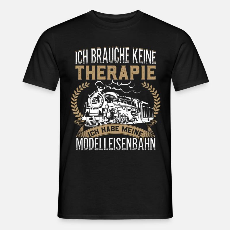 Modelleisenbahn Therapie - Männer T-Shirt - Schwarz