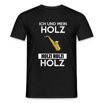 Saxophon Holz - Männer T-Shirt - Schwarz - Vorne - AI Model Male 178 light (178cm)