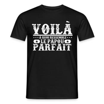 "Papou parfait" t-shirt humour papa père - T-shirt homme - noir - Devant - AI Model Male 178 light (178cm)
