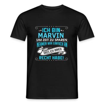 MARVIN - Männer T-Shirt - Schwarz - Vorne - AI Model Male 178 light (178cm)