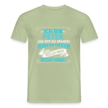 PETER - Männer T-Shirt - Sage - Vorne - AI Model Male 178 light (178cm)