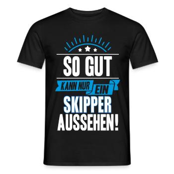 SKIPPER - Männer T-Shirt - Schwarz - Vorne - AI Model Male 178 light (178cm)