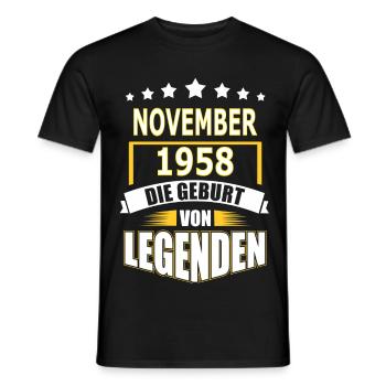 NOVEMBER 1958 - Männer T-Shirt - Schwarz - Vorne - AI Model Male 178 light (178cm)