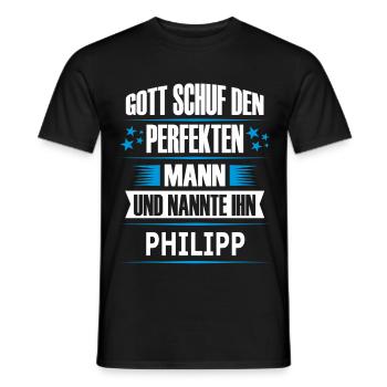 PHILIPP - Männer T-Shirt - Schwarz - Vorne - AI Model Male 178 light (178cm)