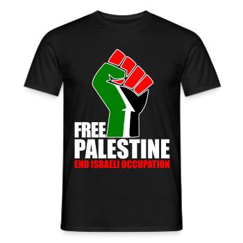 Free Palestine end Israeli Occupation - Men's T-Shirt - black - Front - AI Model Male 178 light (178cm)
