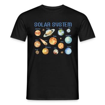 Watercolor Wonder - Named Solar System - Men's T-Shirt - black - Front - AI Model Male 178 light (178cm)