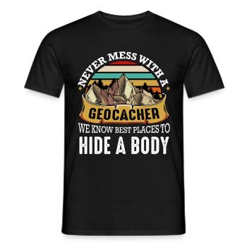 Geocaching - T-shirt homme - noir - Devant - AI Model Male 178 light (178cm)