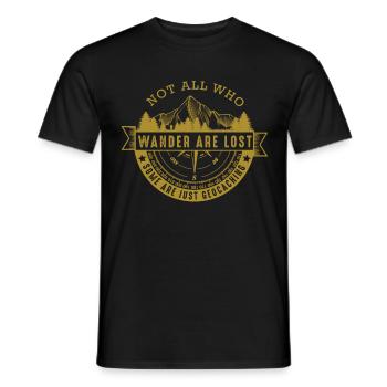 Geocaching - Mænd T-shirt - sort - Foran - AI Model Male 178 light (178cm)