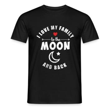 J'aime ma famille sur la lune et à l'arrière | cadeau - T-shirt homme - noir - Devant - AI Model Male 178 light (178cm)