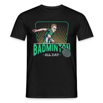 Badminton - Men's T-Shirt - black - Front - AI Model Male 178 light (178cm)