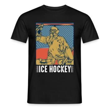 Vintage Retro Style Cool Hockeytormann Geschenk - Männer T-Shirt - Schwarz - Vorne - AI Model Male 178 light (178cm)