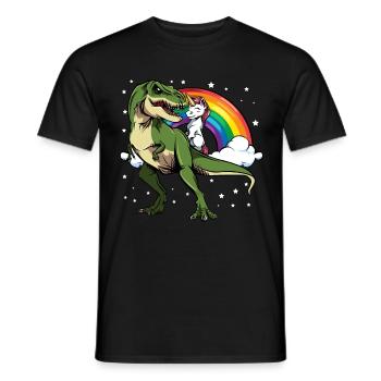 Unicorn T-Rex Rainbow Stars Mythical Animal Gift - Men's T-Shirt - black - Front - AI Model Male 178 light (178cm)