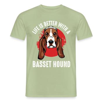 Basset Hound - Men's T-Shirt - sage - Front - AI Model Male 178 light (178cm)