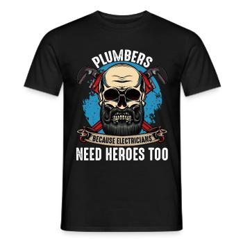 plumber - Men's T-Shirt - black - Front - AI Model Male 178 light (178cm)