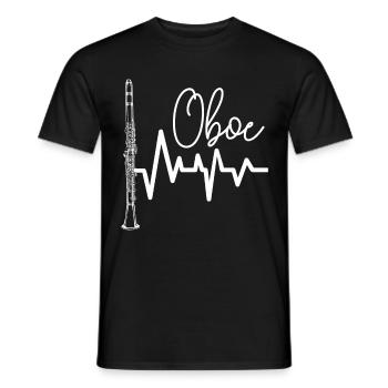 Oboe Heartbeat ECG Cool Oboist Gift - Men's T-Shirt - black - Front - AI Model Male 178 light (178cm)