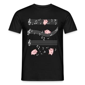 Musik Schweine Musiknoten Süßes Ferkel Geschenk - Männer T-Shirt - Schwarz - Vorne - AI Model Male 178 light (178cm)
