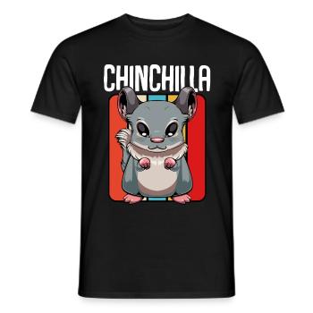 Chinchilla - Niedlich Retro Style Kawaii - Männer T-Shirt - Schwarz - Vorne - AI Model Male 178 light (178cm)