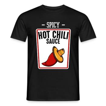 Spicy Hot Chili Sauce - Hot chili pepper - Men's T-Shirt - black - Front - AI Model Male 178 light (178cm)