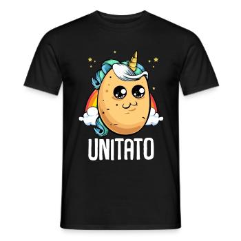 Unitato cute kawaii unicorn magic potato - Men's T-Shirt - black - Front - AI Model Male 178 light (178cm)