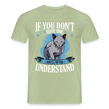 Chat bleu russe si vous n'en avez pas - chats - T-shirt homme - vert sauge - Devant - AI Model Male 178 light (178cm)