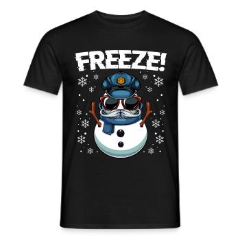 Geler! Bonhomme de neige de Noël de la police - T-shirt homme - noir - Devant - AI Model Male 178 light (178cm)