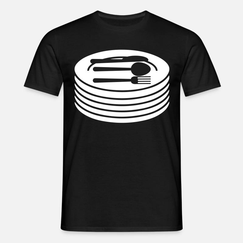 Geschirr Teller Besteck - Männer T-Shirt - Schwarz