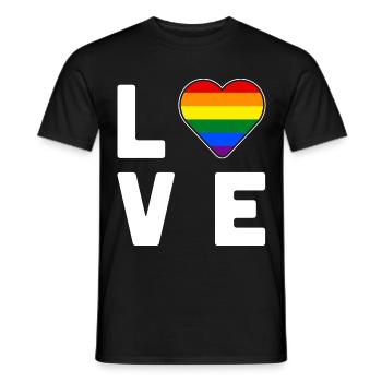 LGBT Pride Couleur arc-en-ciel Amour Coeur Gay Pride - T-shirt homme - noir - Devant - AI Model Male 178 light (178cm)