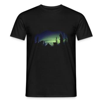 Bear Northern Lights Nature - Men's T-Shirt - black - Front - AI Model Male 178 light (178cm)