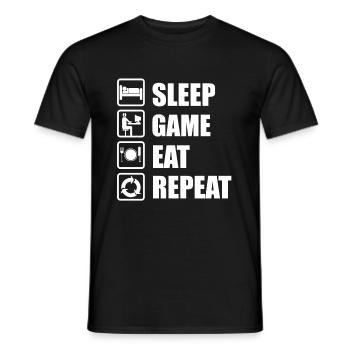 Zocken Gamer Eat Repeat Geschenkdee - Männer T-Shirt - Schwarz - Vorne - AI Model Male 178 light (178cm)