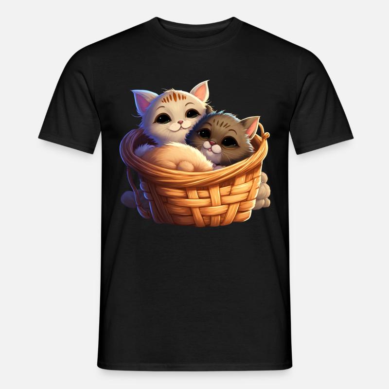 Süße ChibiKatzen - Männer T-Shirt - Schwarz