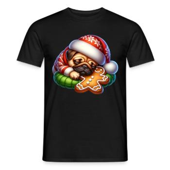 Mops Schläft mit Lebkuchen - Männer T-Shirt - Schwarz - Vorne - AI Model Male 178 light (178cm)