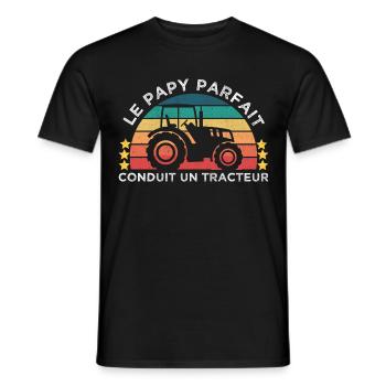 Le papy parfait conduit un tracteur cadeau vintage - T-shirt homme - noir - Devant - AI Model Male 178 light (178cm)