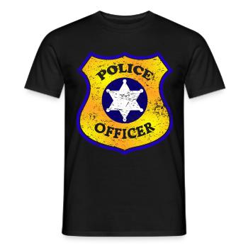Officier de police - T-shirt homme - noir - Devant - AI Model Male 178 light (178cm)